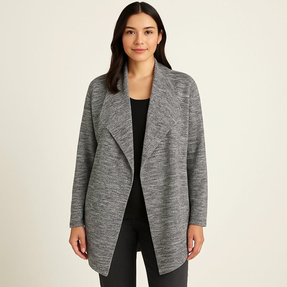 ASTR The Label Gray Open Front Cardigan Sweater Size M Longline Pocketed